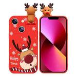 For iPhone 13 Colored Drawing Deer Relief Doll Soft TPU Phone Case(Cute Elk)