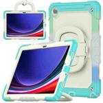 For Samsung Galaxy Tab A9+ Handle Silicone Hydric PC Tablet Case with Shoulder Strap(Colorful Blue)