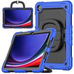 For Samsung Galaxy Tab A9+ Handle Silicone Hydric PC Tablet Case with Shoulder Strap(Dark Blue)