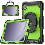 For Samsung Galaxy Tab A9 Handle Silicone Hydric PC Tablet Case with Shoulder Strap(Yellow Green)