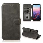 For Huawei P20 Pro Calf Texture Magnetic Buckle Horizontal Flip Leather Case with Holder & Card Slots & Wallet & Photo Frame(Black)