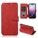 For Huawei P20 Pro Calf Texture Magnetic Buckle Horizontal Flip Leather Case with Holder & Card Slots & Wallet & Photo Frame(Red)