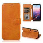 For Huawei P20 Pro Calf Texture Magnetic Buckle Horizontal Flip Leather Case with Holder & Card Slots & Wallet & Photo Frame(Khaki)