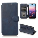 For Huawei P20 Pro Calf Texture Magnetic Buckle Horizontal Flip Leather Case with Holder & Card Slots & Wallet & Photo Frame(Blue)