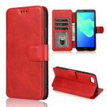 For Huawei Y5 2018 Calf Texture Magnetic Buckle Horizontal Flip Leather Case with Holder & Card Slots & Wallet & Photo Frame(Red)