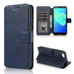 For Huawei Y5 2018 Calf Texture Magnetic Buckle Horizontal Flip Leather Case with Holder & Card Slots & Wallet & Photo Frame(Blue)
