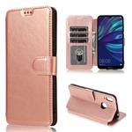 For Huawei Y7 2019 Calf Texture Magnetic Buckle Horizontal Flip Leather Case with Holder & Card Slots & Wallet & Photo Frame(Rose Gold)