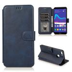 For Huawei Y9 2018 Calf Texture Magnetic Buckle Horizontal Flip Leather Case with Holder & Card Slots & Wallet & Photo Frame(Blue)