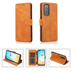 For Huawei P40 Calf Texture Magnetic Buckle Horizontal Flip Leather Case with Holder & Card Slots & Wallet & Photo Frame(Khaki)