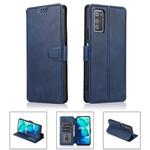 For Huawei Honor V30 Calf Texture Magnetic Buckle Horizontal Flip Leather Case with Holder & Card Slots & Wallet & Photo Frame(Blue)