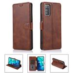 For Huawei Honor V30 Calf Texture Magnetic Buckle Horizontal Flip Leather Case with Holder & Card Slots & Wallet & Photo Frame(Coffee)