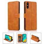 For Huawei Enjoy 10e Calf Texture Magnetic Buckle Horizontal Flip Leather Case with Holder & Card Slots & Wallet & Photo Frame(Khaki)