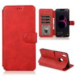 For Huawei Honor 8C Calf Texture Magnetic Buckle Horizontal Flip Leather Case with Holder & Card Slots & Wallet & Photo Frame(Red)