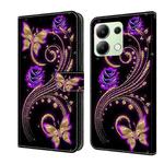 For Xiaomi Redmi Note 13 4G Crystal 3D Shockproof Protective Leather Phone Case(Purple Flower Butterfly)