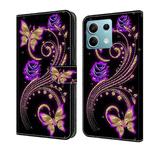 For Xiaomi Redmi Note 13  5G Crystal 3D Shockproof Protective Leather Phone Case(Purple Flower Butterfly)