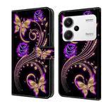 For Xiaomi Redmi Note 13 Pro+ Crystal 3D Shockproof Protective Leather Phone Case(Purple Flower Butterfly)