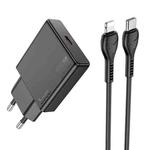 Hoco N37 Delgado PD20W USB-C / Type-C Single Port Charger Set with Type-C to 8 Pin Cable, EU Plug(Black)