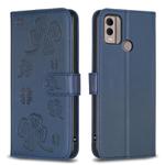 For Nokia C22 Four-leaf Embossed Leather Phone Case(Blue)