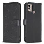 For Nokia C22 Four-leaf Embossed Leather Phone Case(Black)
