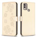 For Nokia C22 Four-leaf Embossed Leather Phone Case(Gold)