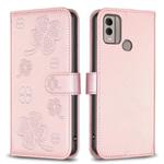 For Nokia C22 Four-leaf Embossed Leather Phone Case(Pink)