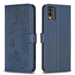 For Nokia C32 Four-leaf Embossed Leather Phone Case(Blue)