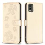 For Nokia C32 Four-leaf Embossed Leather Phone Case(Gold)