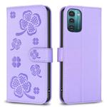 For Nokia G11 / G21 Four-leaf Embossed Leather Phone Case(Purple)