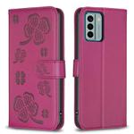 For Nokia G22 Four-leaf Embossed Leather Phone Case(Rose Red)
