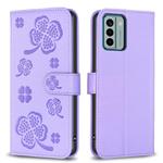 For Nokia G22 Four-leaf Embossed Leather Phone Case(Purple)