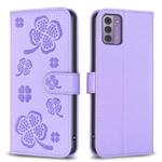 For Nokia G42 / G310 Four-leaf Embossed Leather Phone Case(Purple)