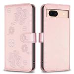 For Google Pixel 8a Four-leaf Embossed Leather Phone Case(Pink)
