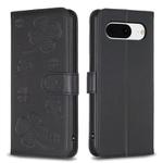 For Google Pixel 8 Four-leaf Embossed Leather Phone Case(Black)