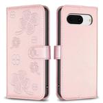 For Google Pixel 8 Four-leaf Embossed Leather Phone Case(Pink)