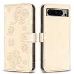 For Google Pixel 8 Pro Four-leaf Embossed Leather Phone Case(Gold)