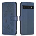 For Google Pixel 7 Pro Four-leaf Embossed Leather Phone Case(Blue)