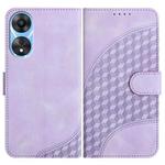 For OPPO A58 4G YX0060 Elephant Head Embossed Phone Leather Case with Lanyard(Light Purple)
