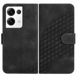 For OPPO Reno8 Pro 5G Global YX0060 Elephant Head Embossed Phone Leather Case with Lanyard(Black)