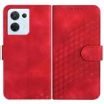 For OPPO Reno8 5G Global YX0060 Elephant Head Embossed Phone Leather Case with Lanyard(Red)