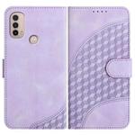 For OPPO A16 YX0060 Elephant Head Embossed Phone Leather Case with Lanyard(Light Purple)