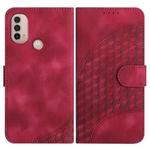 For OPPO A16 YX0060 Elephant Head Embossed Phone Leather Case with Lanyard(Rose Red)