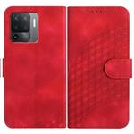 For OPPO A94 4G/F19 Pro 4G/Reno5 F 4G/Reno5 Lite YX0060 Elephant Head Embossed Phone Leather Case with Lanyard(Red)