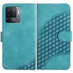 For OPPO A94 4G/F19 Pro 4G/Reno5 F 4G/Reno5 Lite YX0060 Elephant Head Embossed Phone Leather Case with Lanyard(Light Blue)