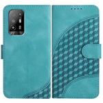 For OPPO A94 5G/F19 Pro/F19 Pro+ 5G/A94 4G YX0060 Elephant Head Embossed Phone Leather Case with Lanyard(Light Blue)