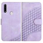For OPPO A8/A31 YX0060 Elephant Head Embossed Phone Leather Case with Lanyard(Light Purple)