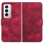 For OPPO Reno12 Global YX0060 Elephant Head Embossed Phone Leather Case with Lanyard(Rose Red)