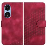 For OPPO A1 Pro / Reno8 T 5G Global Elephant Head Embossed Phone Leather Case with Lanyard(Rose Red)