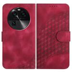 For OPPO Find X6 Elephant Head Embossed Phone Leather Case with Lanyard(Rose Red)