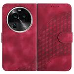 For OPPO Find X6 Pro Elephant Head Embossed Phone Leather Case with Lanyard(Rose Red)