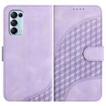 For OPPO Reno5 4G / 5G / Find X3 Lite Elephant Head Embossed Phone Leather Case with Lanyard(Light Purple)